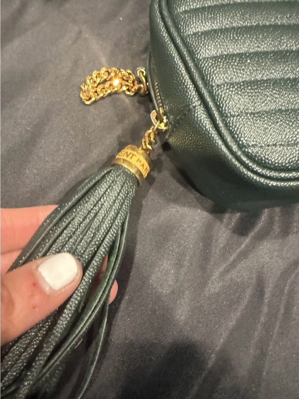 Saint Laurent Dark Olive Quilted Camera Crossbody with Gold Hardware - Picture 10 of 15
